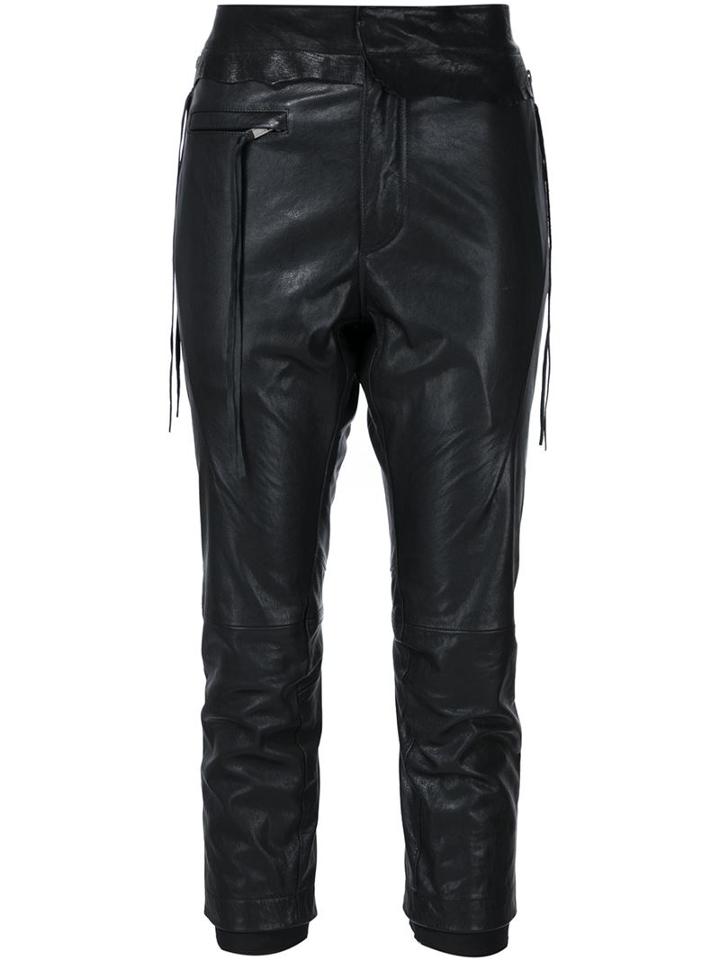 Haider Ackermann Leather Trousers, Women's, Size: 40, Black, Cotton/leather/rayon