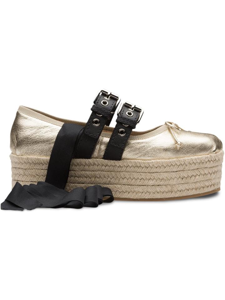 Miu Miu Laminated Ballerina Espadrilles - Grey