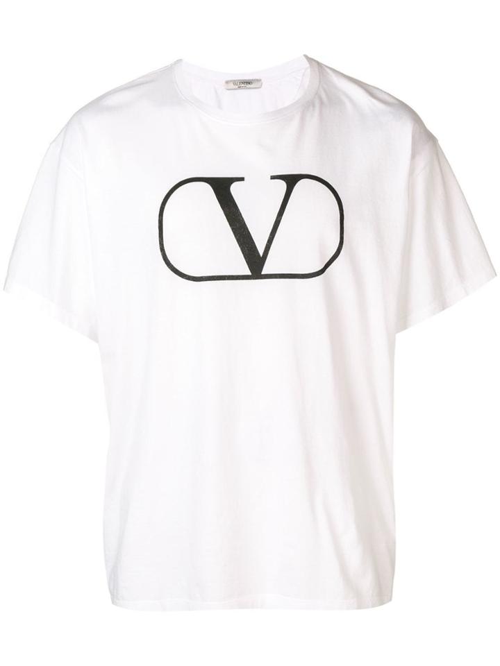 Valentino V Logo Print T-shirt - White