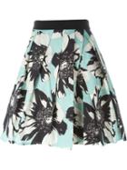 Eggs Floral Print Pleated Skirt, Women's, Size: 42, Black, Cotton