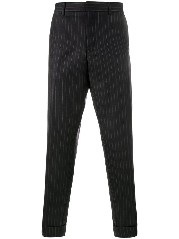 Dries Van Noten Pinstriped Trousers, Men's, Size: 52, Blue, Wool