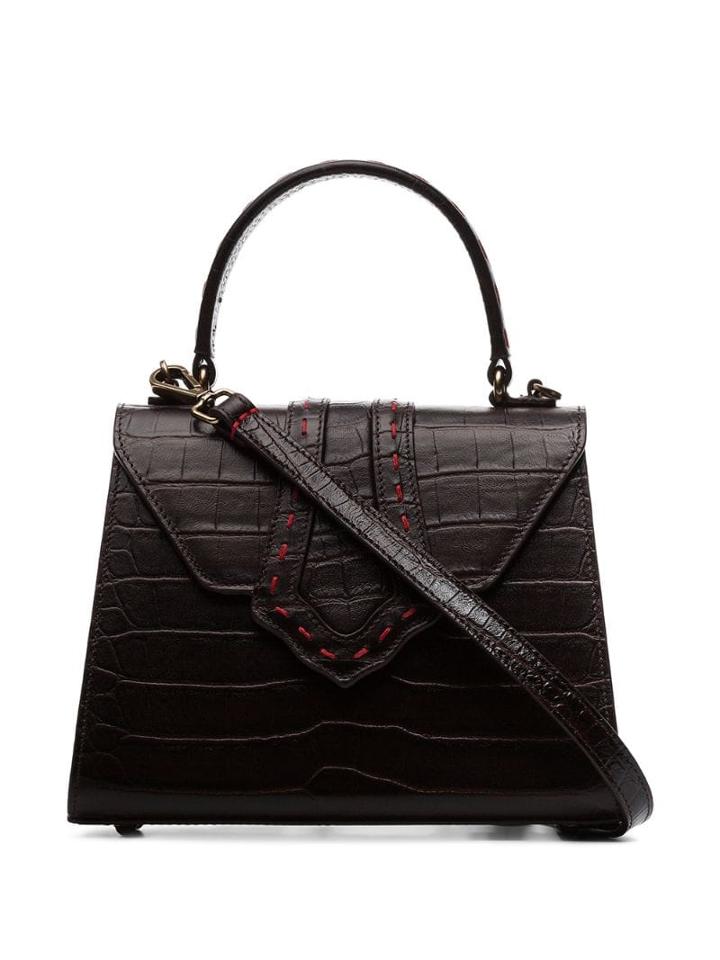 Mehry Mu Fey In The 50's Croc-effect Bag - Brown