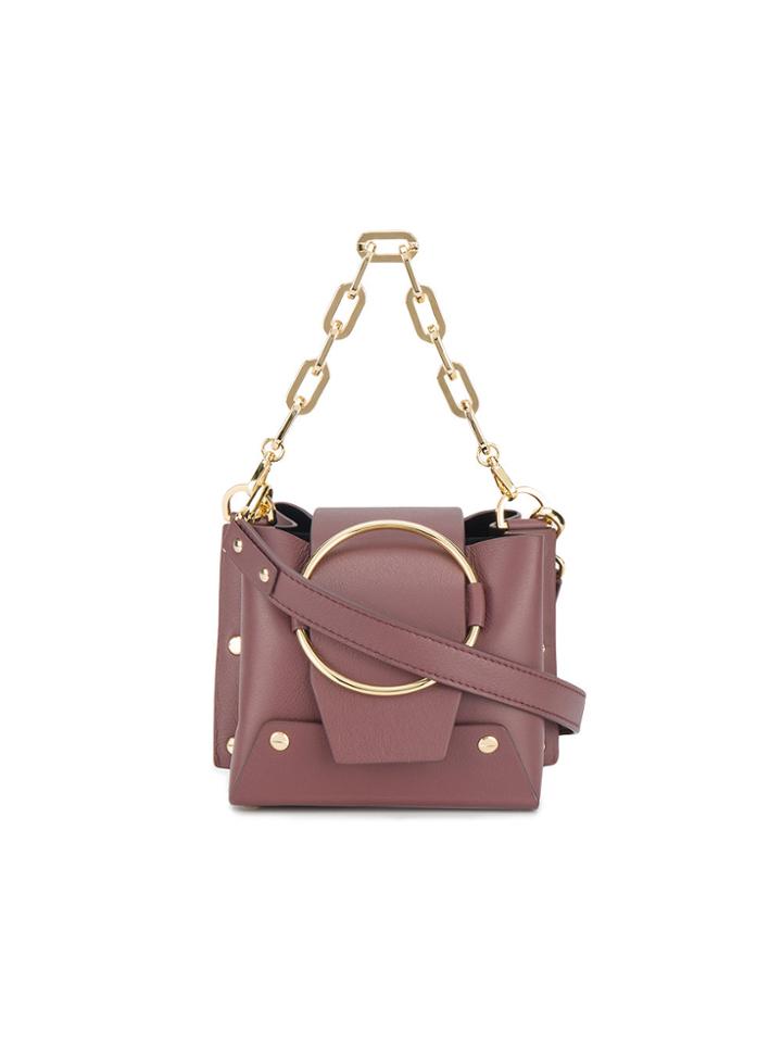 Yuzefi Mini Burgundy Leather Delila Bucket Bag - Red