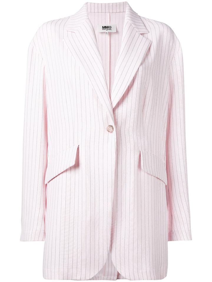 Mm6 Maison Margiela - Striped Blazer - Women - Polyester - 42, Pink/purple, Polyester