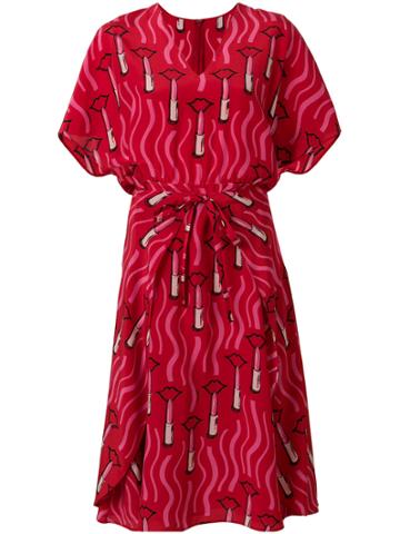Valentino Lip Print Dress - Red