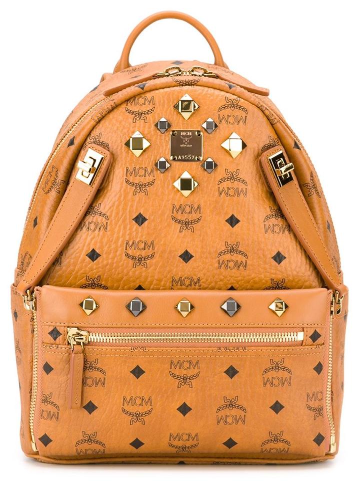 Mcm Logo Print Backpack, Nude/neutrals, Pvc/leather/nylon