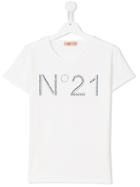 No21 Kids Embellished Logo T-shirt, Girl's, Size: 14 Yrs, White