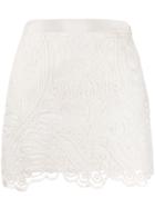 Wandering Embroidered Short Skirt - White