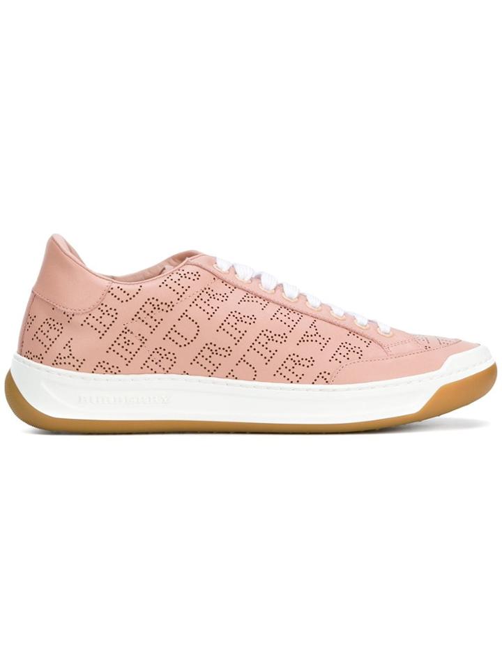 Burberry Brand Print Low-top Sneakers - Pink & Purple