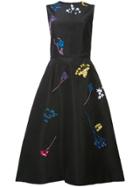 Carolina Herrera Floral Embroidered Dress - Black