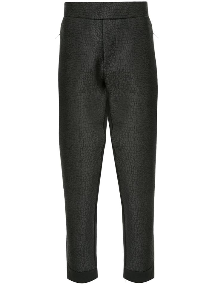 Emporio Armani Crocodile-effect High-rise Trousers - Black
