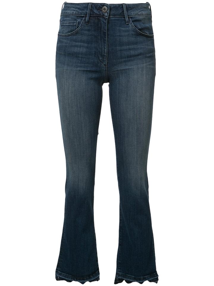 3x1 Frayed Cropped Bootcut Jeans, Women's, Size: 31, Blue, Cotton/polyester/spandex/elastane