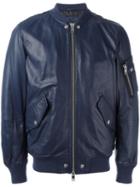 Diesel Zip Up Bomber Jacket, Men's, Size: Large, Blue, Sheep Skin/shearling/polyester