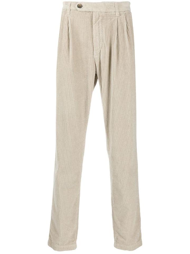 Eleventy Corduroy Straight-leg Trousers - Neutrals