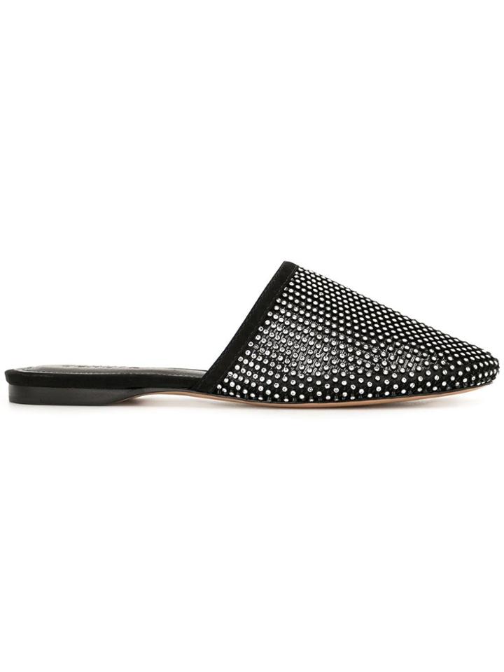 Schutz Tela Crystal Flat Mules - Silver
