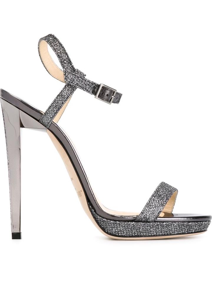 Jimmy Choo Claudette Sandals, Women's, Size: 40, Grey, Pvc/leather