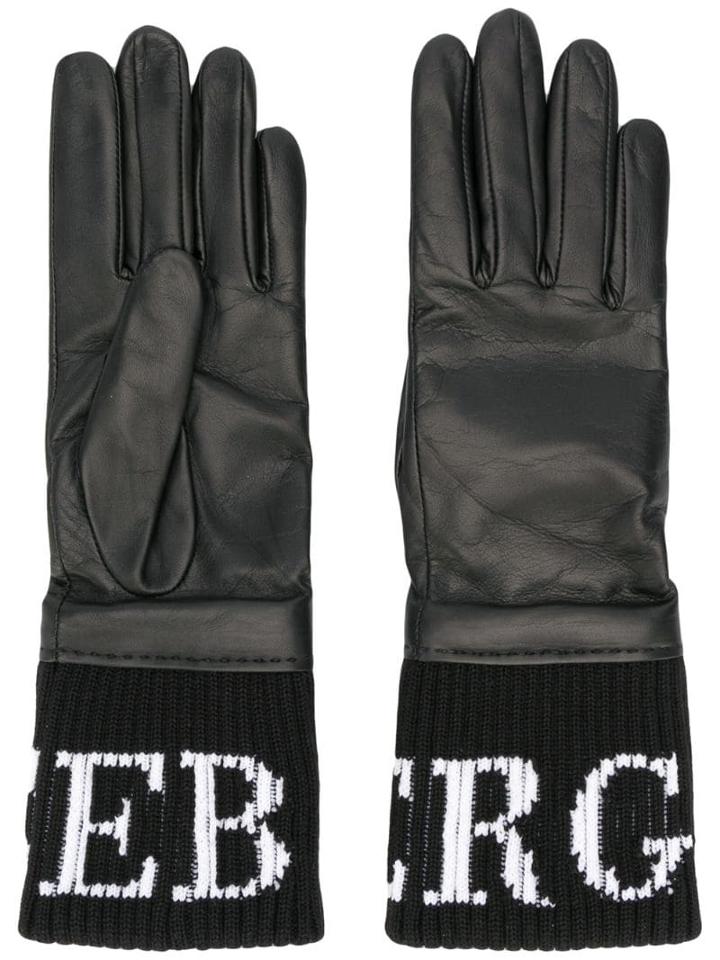 Iceberg Contrast Logo Gloves - Black