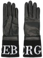 Iceberg Contrast Logo Gloves - Black