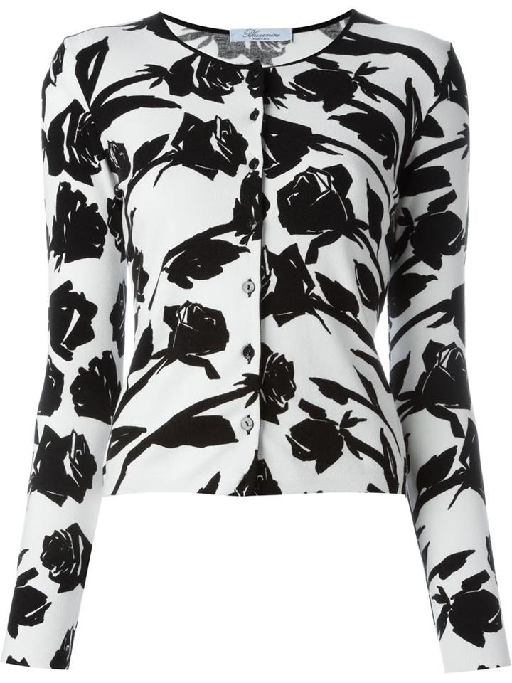 Blumarine Floral Pattern Cardigan, Women's, Size: 42, White, Viscose/spandex/elastane