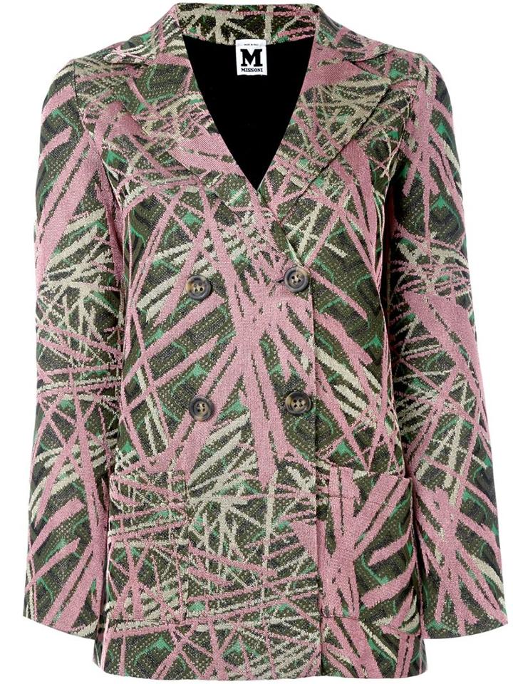 M Missoni Metallic (grey) Knit Blazer, Women's, Size: 42, Viscose/cotton/metallic Fibre/polyamide