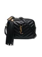 Saint Laurent Black Quilted Logo Detail Leather Belt Bag