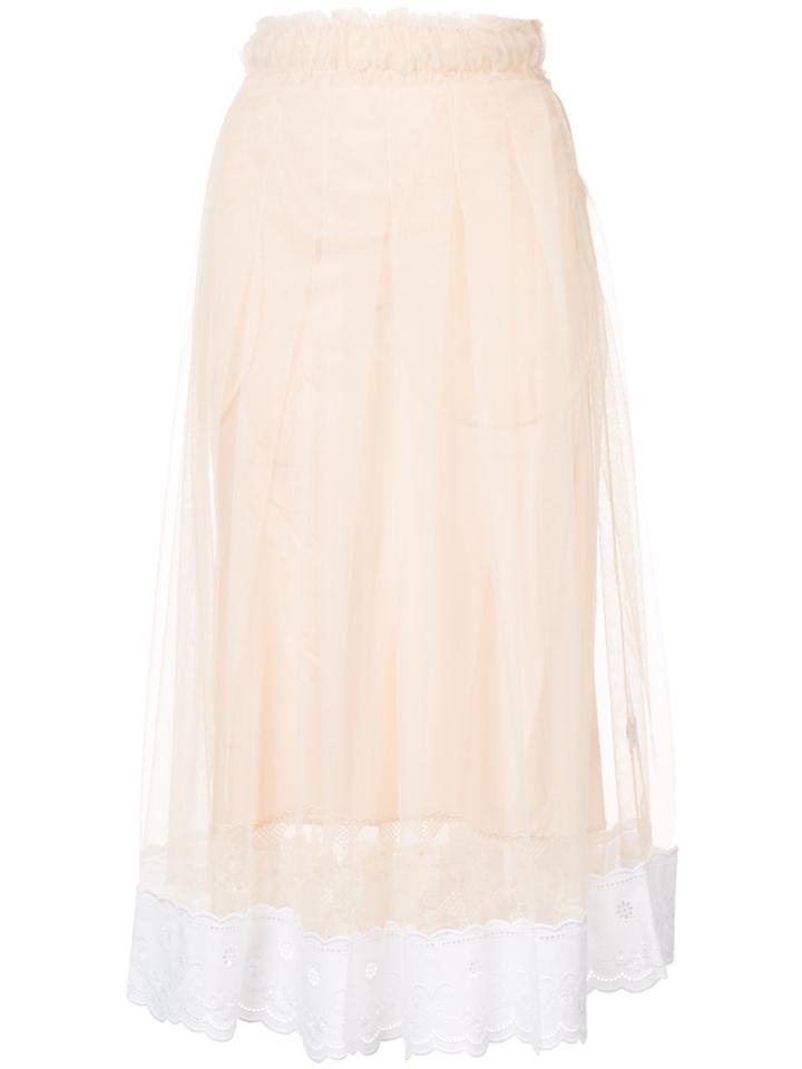 Simone Rocha Lace-hem Midi Skirt - Nude & Neutrals