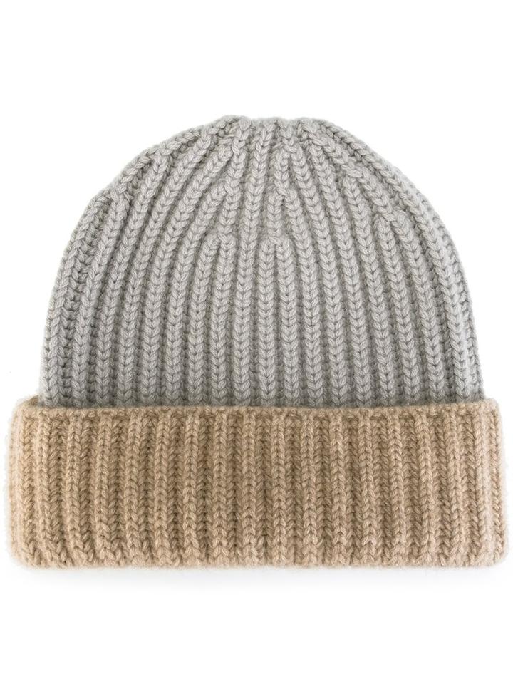 Danielapi Ribbed Folded Beanie, Adult Unisex, Nude/neutrals, Cashmere