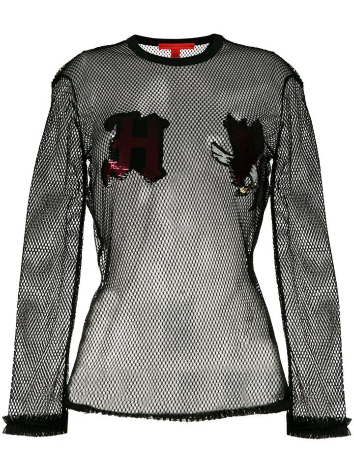 Hilfiger Collection Sequinned Mesh Top - Black
