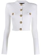 Balmain Diamond Knitted Cropped Cardigan - White