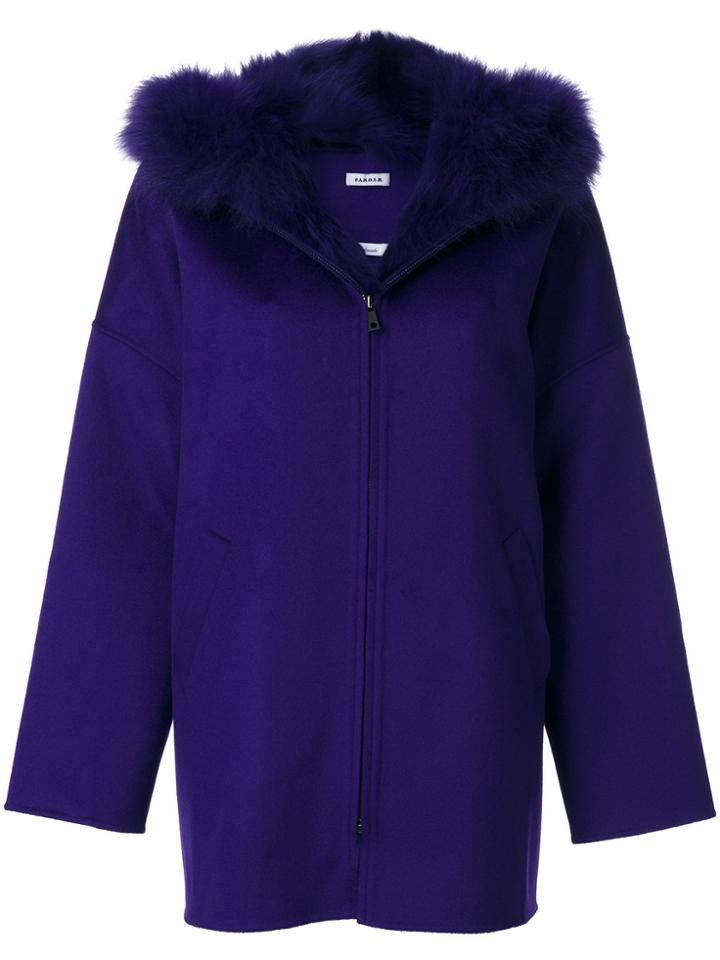 P.a.r.o.s.h. Fur Trim Coat - Blue