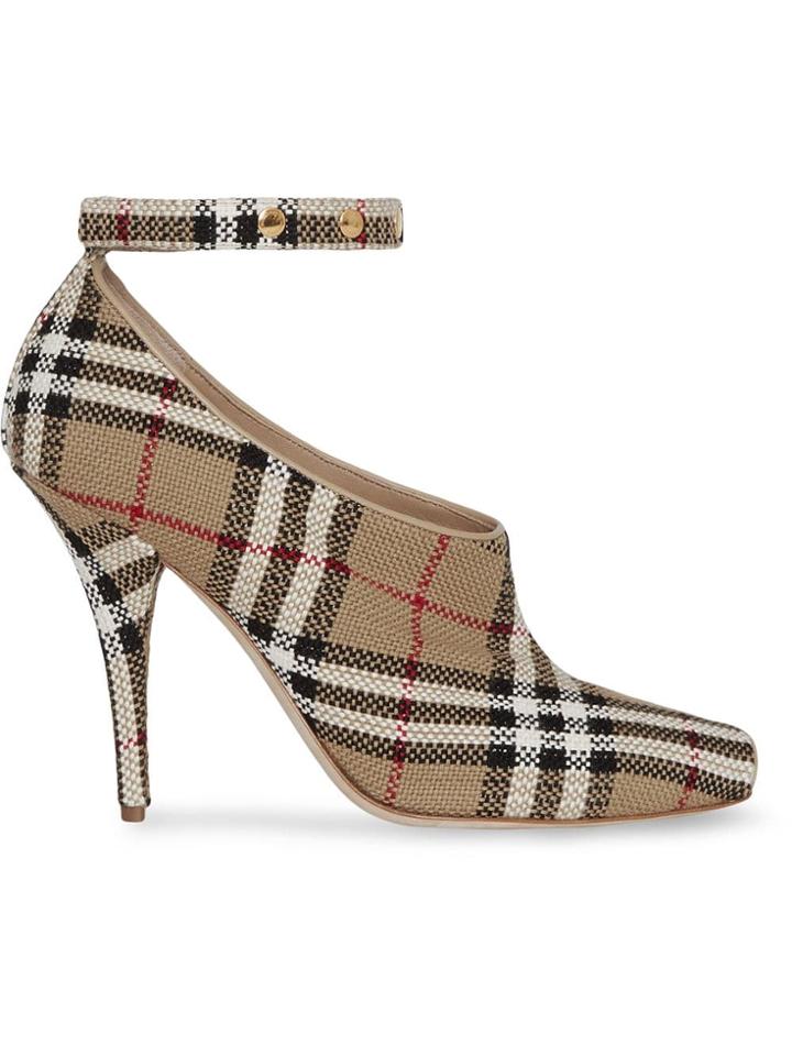 Burberry Vintage Check Peep-toe Pumps - Brown