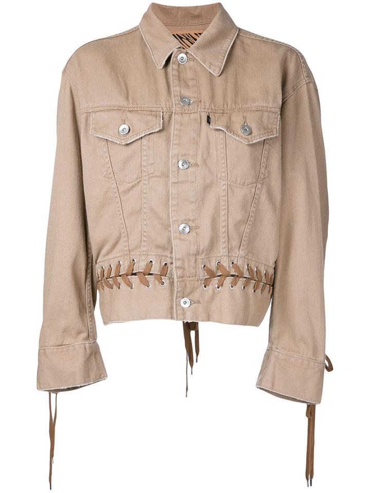 G.v.g.v. Denim Lace-up Jacket, Women's, Size: 34, Brown, Cotton