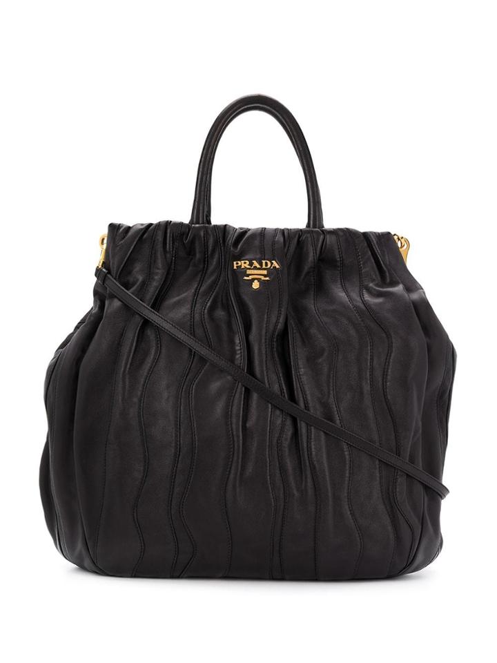 Prada Vintage 2000's Stitch-detail Tote - Black