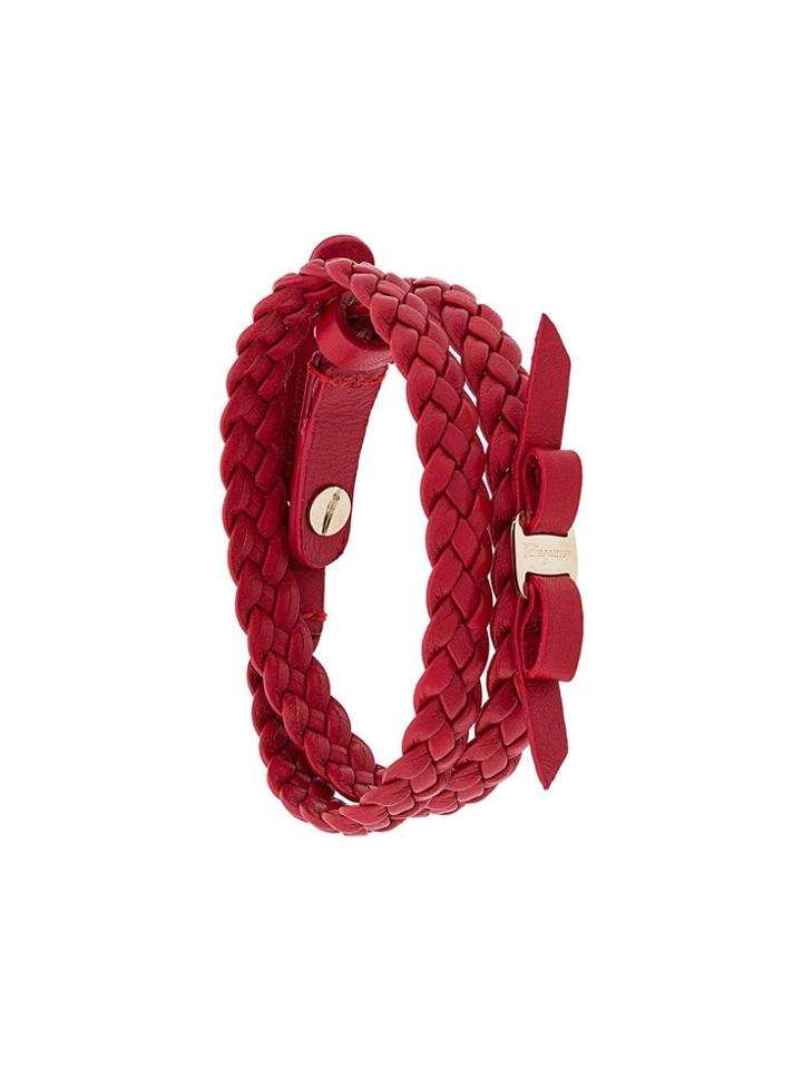 Salvatore Ferragamo Braided Bow Bracelet - Red