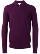 Brioni Long Sleeve Polo Shirt, Men's, Size: 52, Pink/purple, Wool