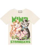 Gucci Oversize Cotton T-shirt With Kittens - White