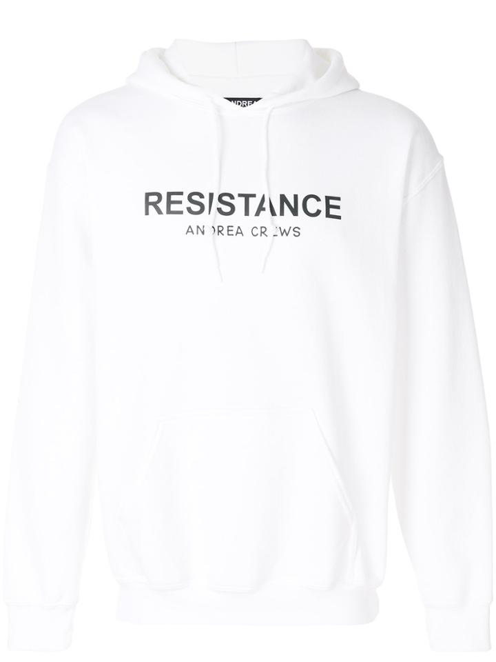 Andrea Crews Resist Logo Hoodie - White