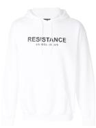 Andrea Crews Resist Logo Hoodie - White