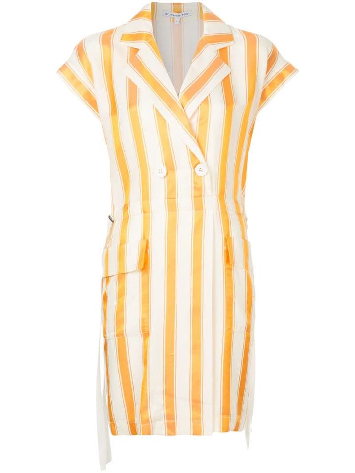 Comme Moi Striped Double Breasted Blazer - Yellow
