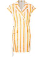 Comme Moi Striped Double Breasted Blazer - Yellow