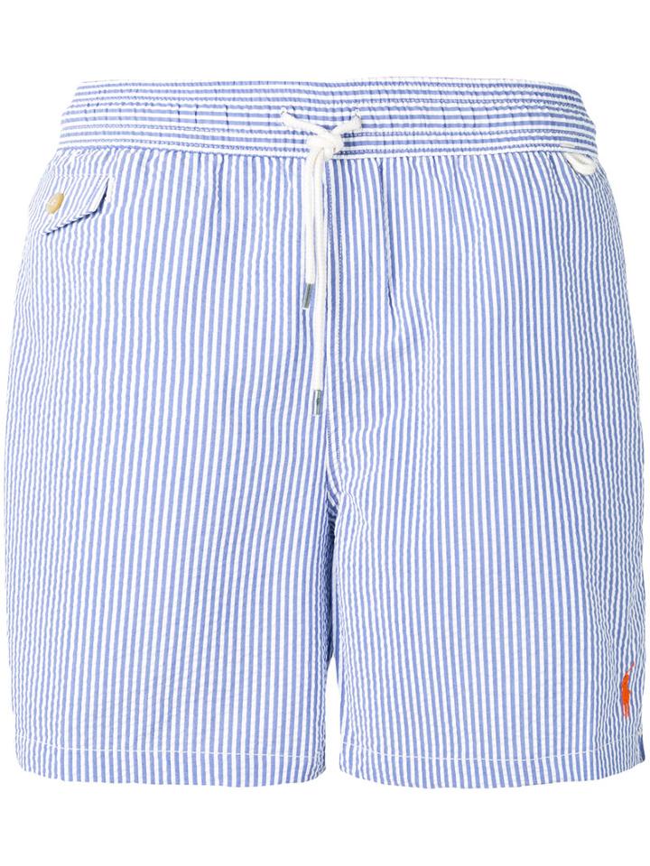 Polo Ralph Lauren Drawstring Striped Swim Shorts, Men's, Size: Large, Blue, Cotton/polyester