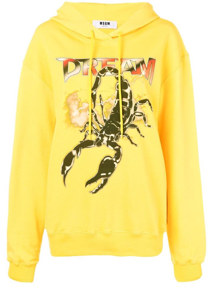 Msgm Scorpion Print Hoodie - Yellow