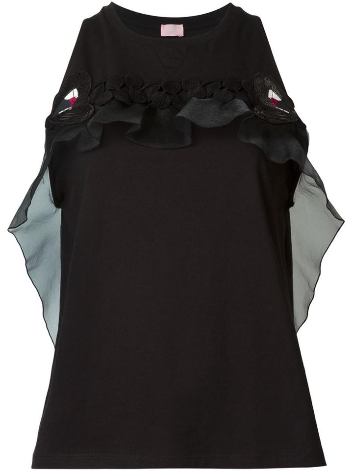 Giamba Sheer Frill Trim Top