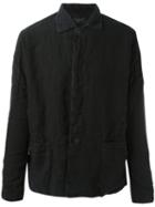 Transit Crumpled Detail Shirt Jacket, Men's, Size: Xxl, Black, Linen/flax