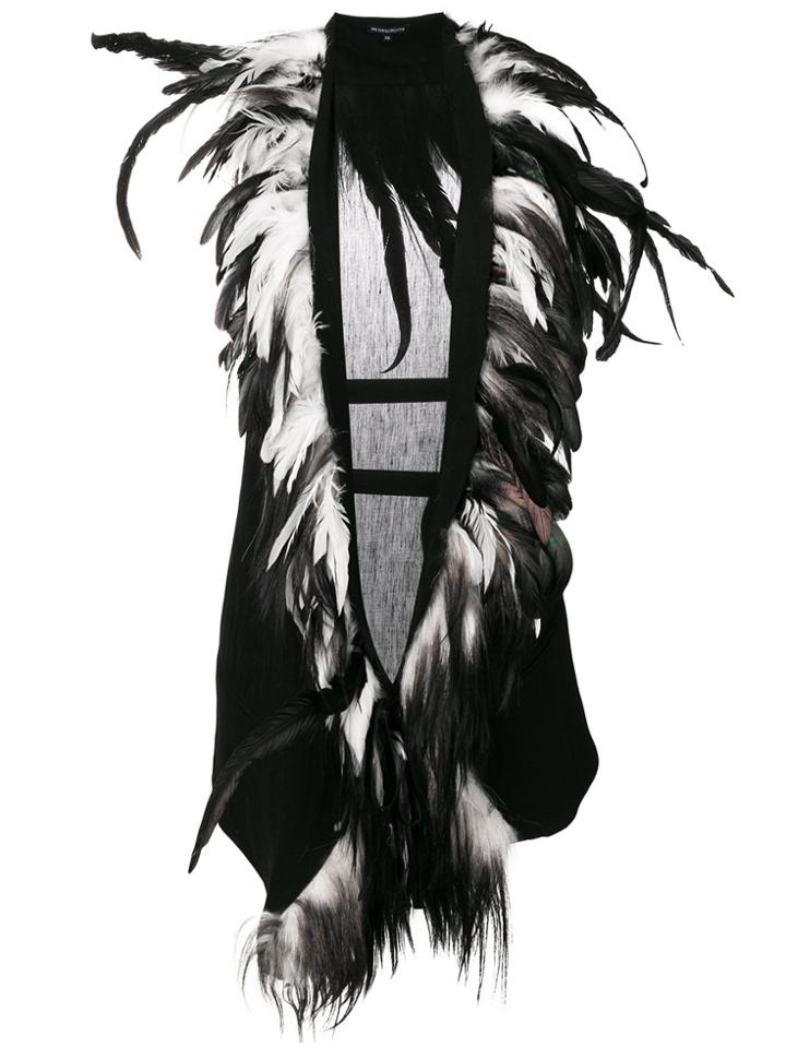 Ann Demeulemeester Feather Trimmed Gilet - Black