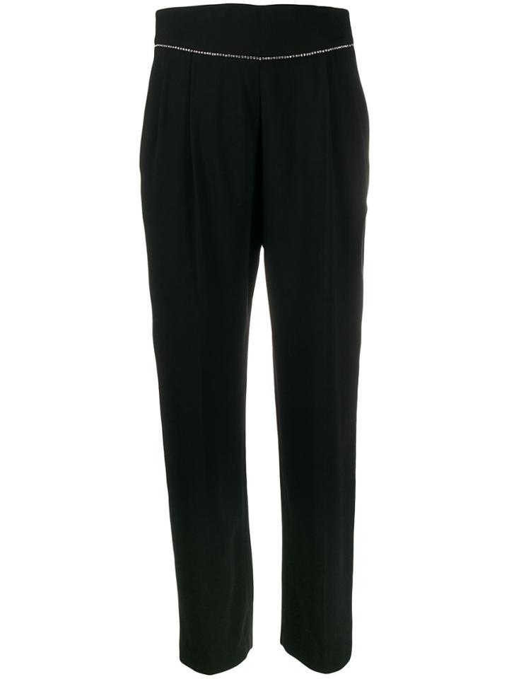 Msgm Rhinestone Embellished Tapered Trousers - Black
