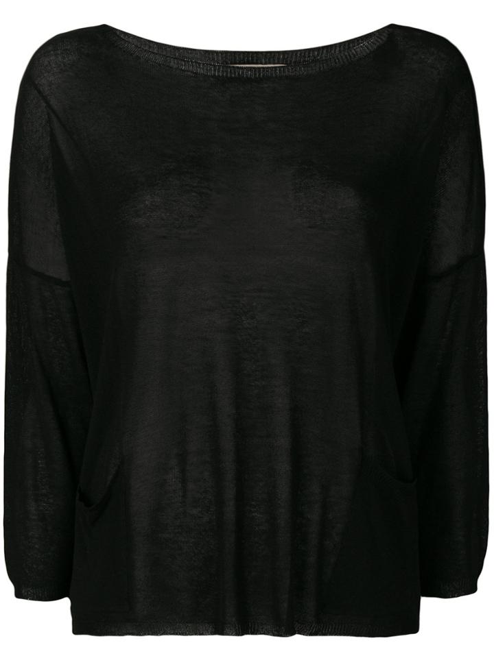 Pink Memories Boat Neck Jumper - Black