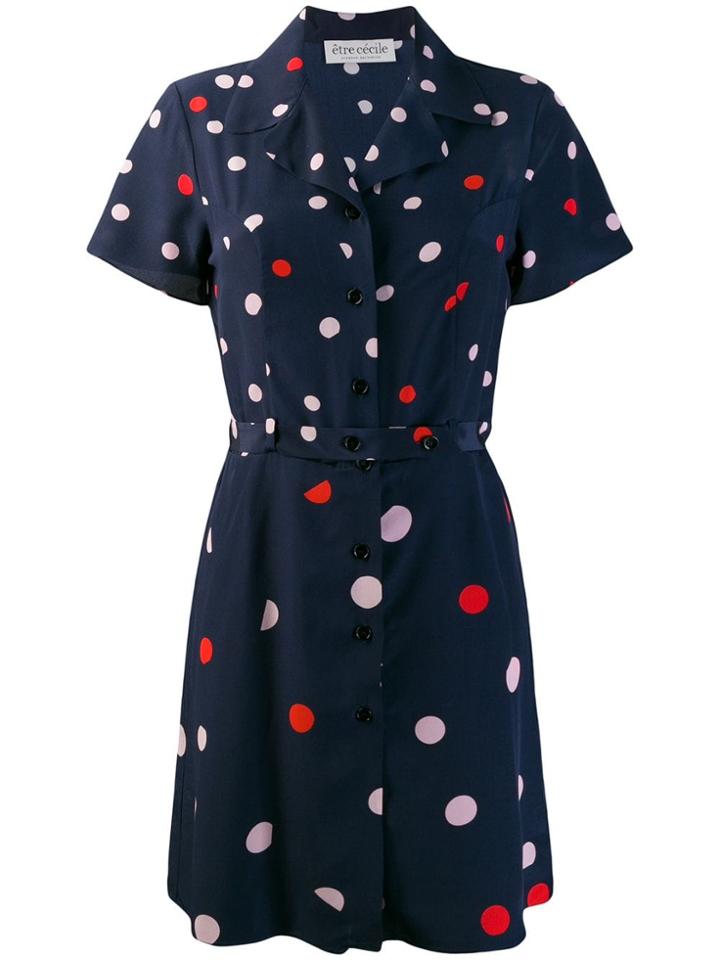 Être Cécile Dotted Shirt Dress - Blue