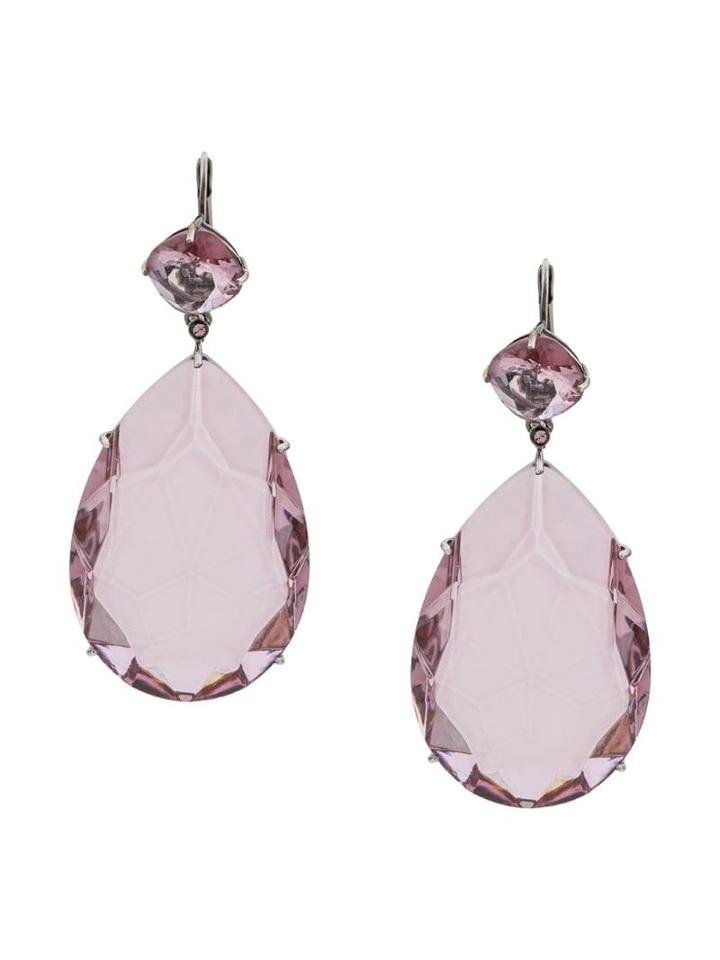 Alexander Mcqueen Teardrop Crystal Pendant Earrings - Pink