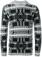 Nuur Aztec Intarsia Sweater, Men's, Size: 52, Grey, Cotton/polyamide